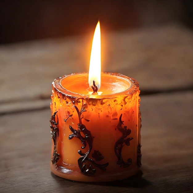 Die Kerze brennt mit einer hellen und faszinierenden Flamme