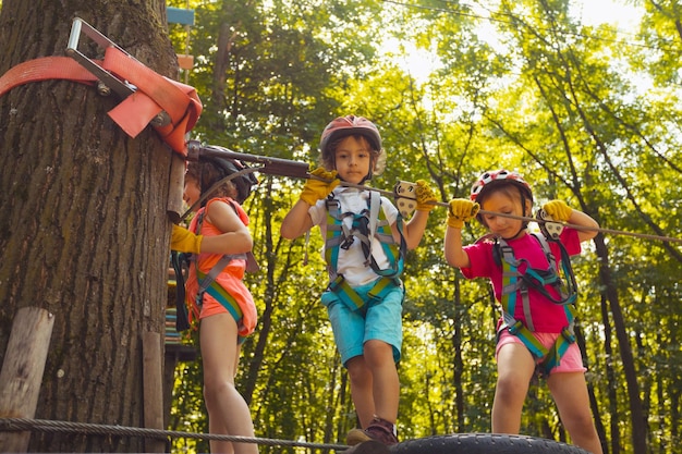 Die Kinder ruhen sich aktiv im Seilpark aus