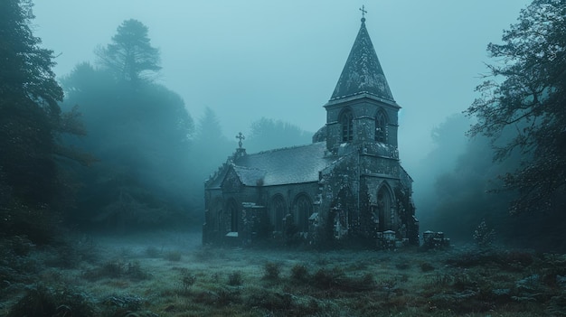 Die Kirche steht auf dem Feld