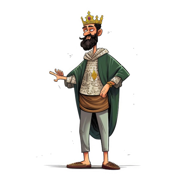 Die königlichen Abenteuer des selbstbewussten jungen pakistanischen Königs. Ein detaillierter, von Patrick Brown inspirierter Cartoon