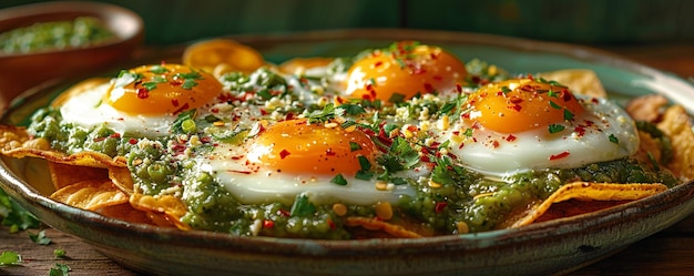 Foto die köstlichen chilaquiles verdes machen knusprige tapeten