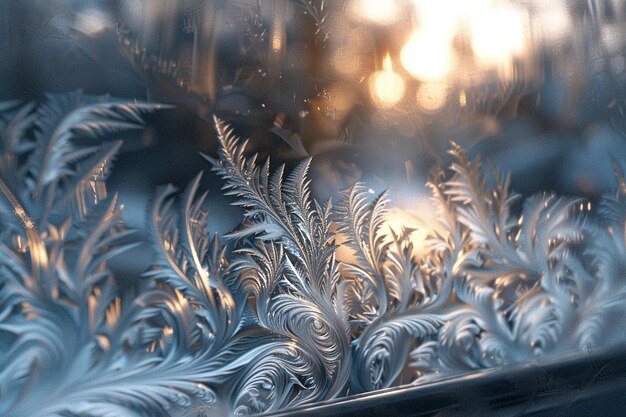 Die komplizierten Frostmuster auf einem Fensterfenster