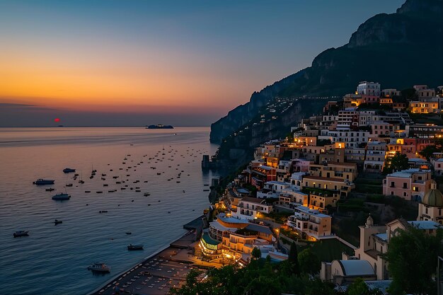 Die Küstenstadt Positano in Ottolenci im Detail