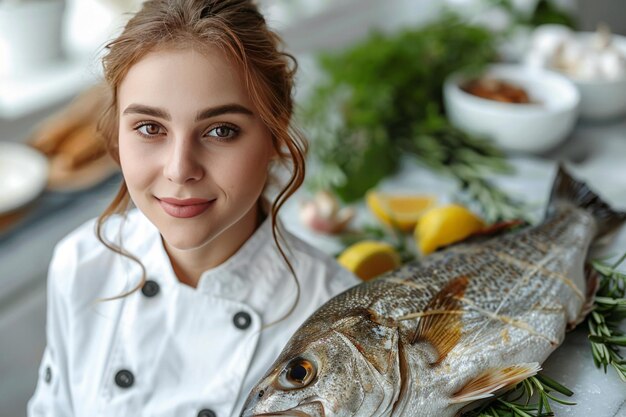 Foto die kunst beherrschen die leidenschaft eines chefs für frische kulinarische kreationen