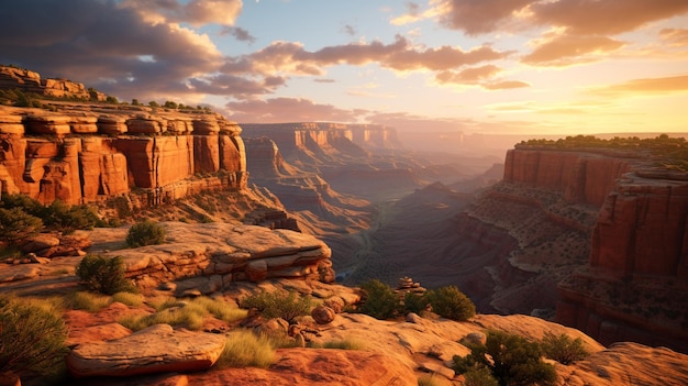 Foto die landschaft des canyons bei sonnenaufgang