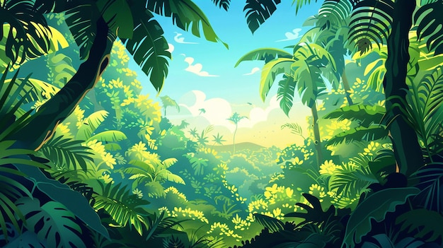 Die Landschaft eines Dschungels an einem hellen sonnigen Tag