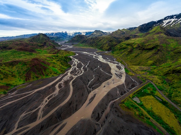 Die Landschaft von Thorsmork im Hochland von Island.