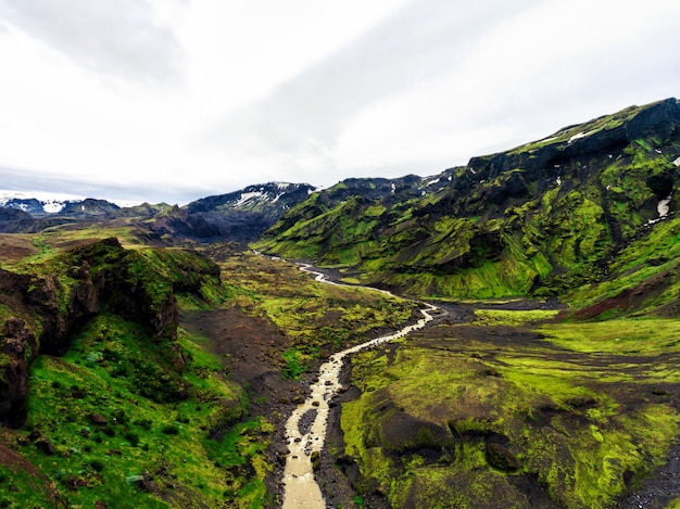 Die Landschaft von Thorsmork im Hochland von Island.