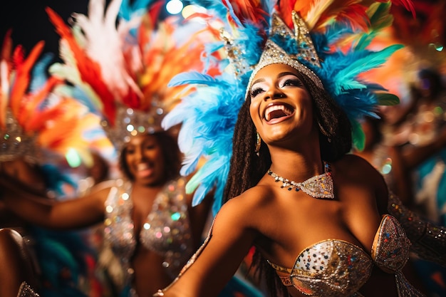 Die lebendige Essenz des brasilianischen Karnevals mit farbenfrohen Kostümen