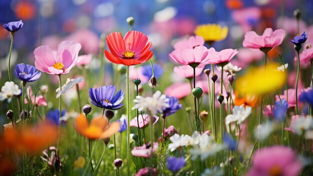 Foto die lebendige wildblumenwiese zeigt die schönheit der natur