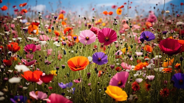 Foto die lebendige wildblumenwiese zeigt schönheit in den farben der natur