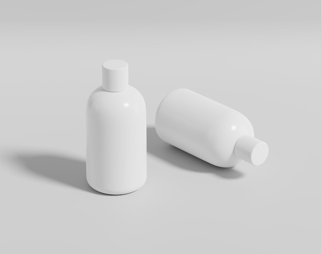 Die leere weiße Wasserflasche im leeren Hintergrund, 3D-Rendering, 3D-Illustration