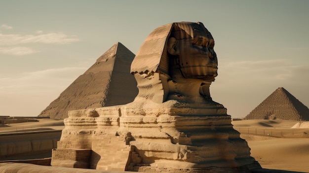 Die legendäre ägyptische Sphinx blickt in die Ferne, die von der KI erzeugt wurde