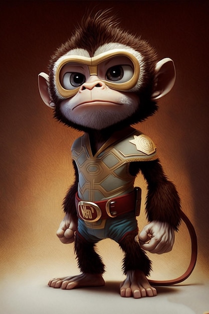 Die liebenswerte kleine Affen-Held-Comic-Figur