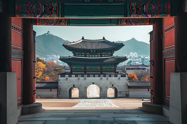 Die majestätische Festung von Seoul gegen die Skyline