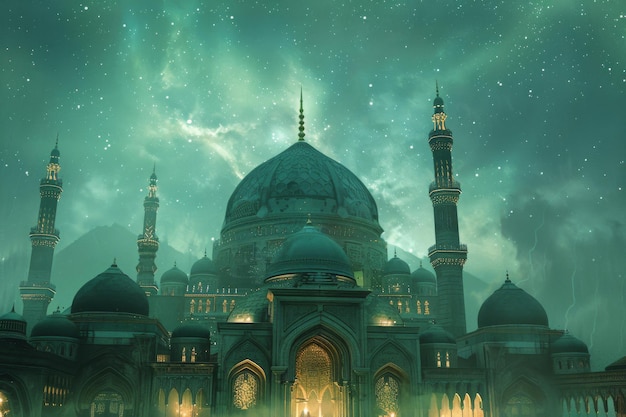 Die majestätische Moschee unter einem sternenreichen Himmel