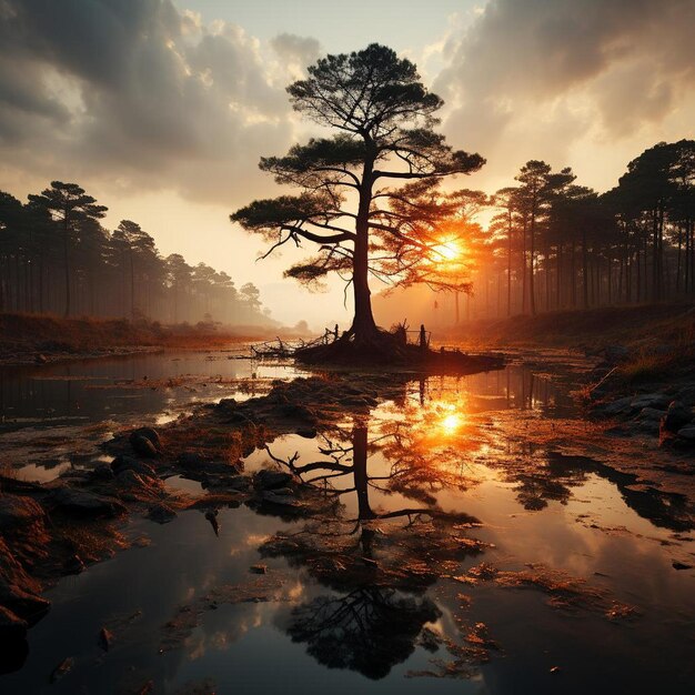 Die majestätische Timberland-Baumlandschaft Foto