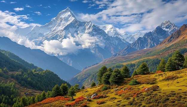 die majestätischen Himalaya-Berge mit seltenen Wildtieren wie dem Schneeleoparden