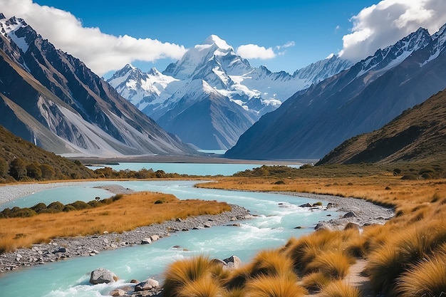 Die malerische Berglandschaft Neuseelands, gefilmt im Mount Cook National