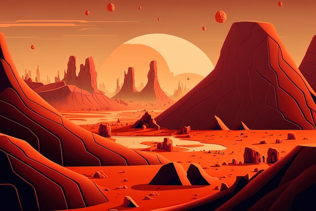 Die Marsoberfläche eine fantastische fremde Planeten-Hintergrund für Videospiele und Apps