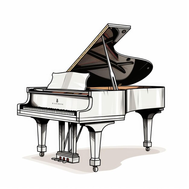 Die melodische Harmonie, die Moderne mit Tradition vermischt, in einem klassischen Cartoon-Bild für Klavier