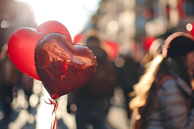 Foto die menschen feiern den valentinstag freudig auf den straßen konzept valentinstag feier liebe straßen freude