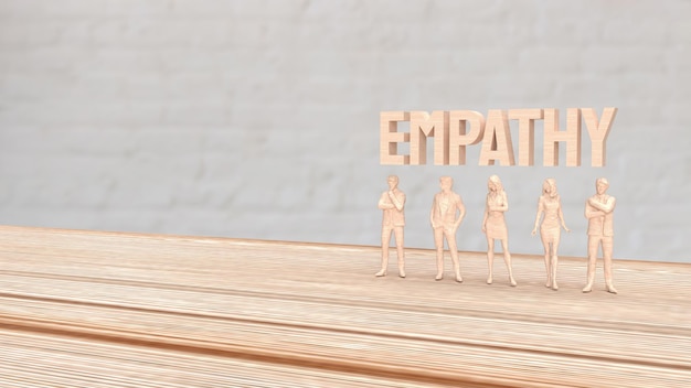 Die menschliche Figur und der Text für das Empathie-Konzept 3D-Rendering