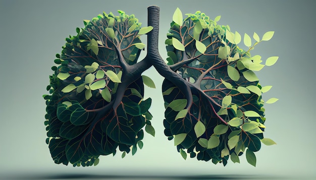 Die menschliche Lunge besteht aus Ästen mit Blättern Konzept der organischen Form und Metapher Tag der Erde die Bedeutung der Liebe zur Natur