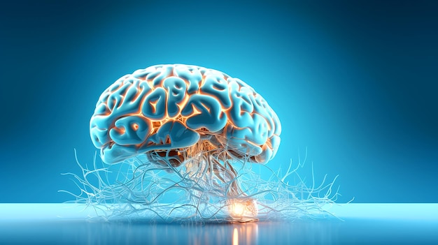 Die menschlichen Gehirnhälften auf blauem Hintergrund