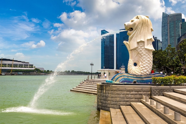 Die Merlion Brunnen Statue