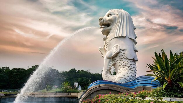 Die Merlion-Brunnenstatue