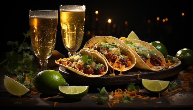 Die mexikanische Kultur feiert mit frischen Speisen, Getränken und gesellschaftlichen Veranstaltungen, die durch künstliche Intelligenz generiert werden