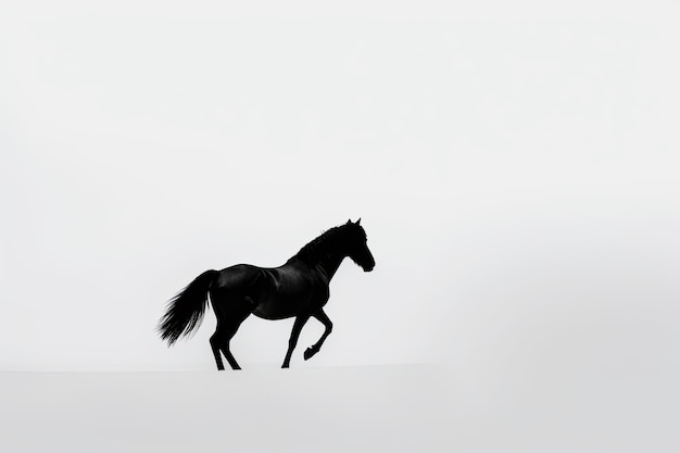 Foto die minimalistische fotografie eines schwarzen pferdes