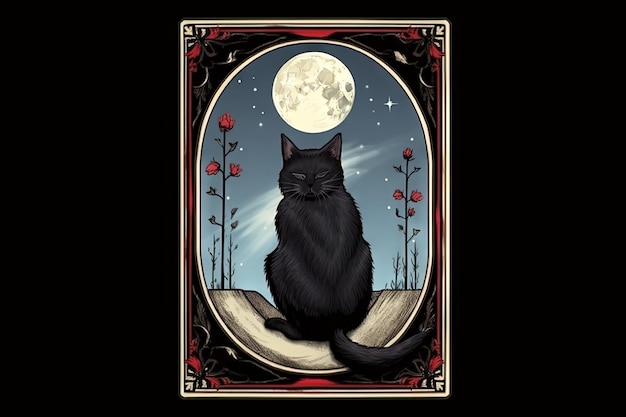 Die Mondkatze Tarotkartenillustration generative KI