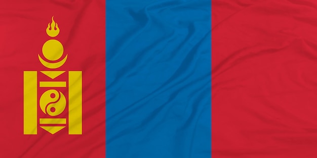 Die mongolische Flagge schwingt aus der Nähe