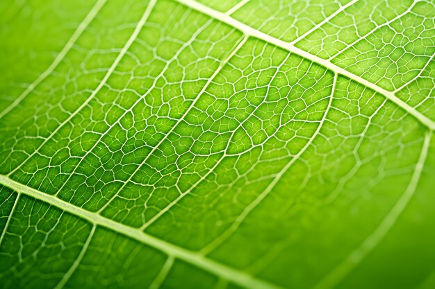 Die Nahaufnahme der Blattstruktur im grünen abstrakten Naturhintergrund mit einem weichen Fokus Exuberantes Bild