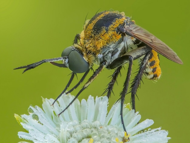 die Nahaufnahme von Toxophora Insekt oben auf weiße Blume