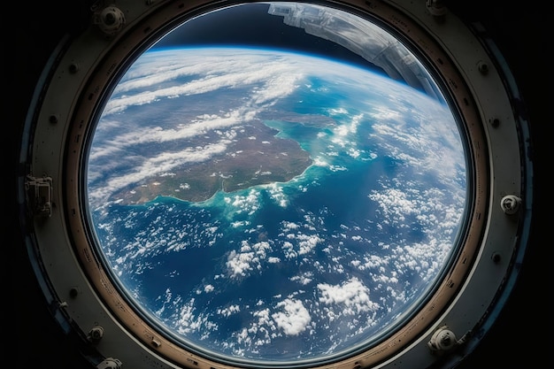 Die NASA stellte die Fensteransicht der Raumstation des Planeten Erde zur Verfügung, die in diesem Bild verwendet wird