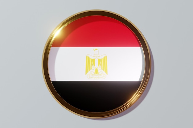 Die Nationalflagge Ägyptens in Form eines runden Fensters. Flagge in Form eines Kreises. Land-Symbol.
