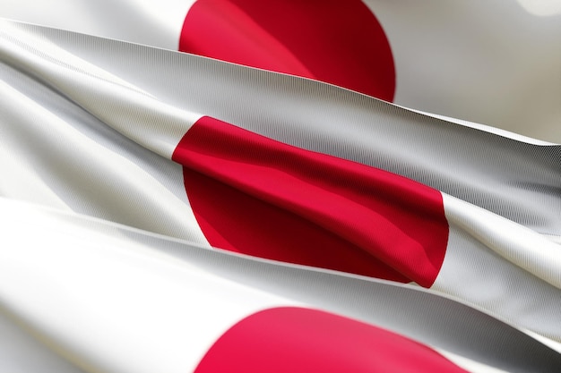 Die Nationalflagge Japans aus Textilnahaufnahme in drei Versionen weicher Fokus 3D-Darstellung