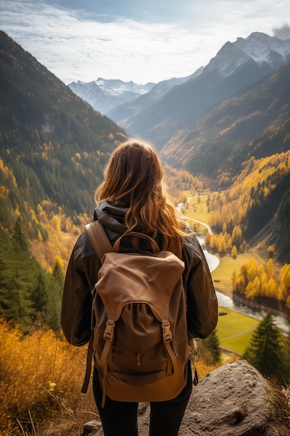 Die Natur erkunden und sich frei fühlen, während man mit dem Rucksack durch eine atemberaubende Berglandschaft wandert