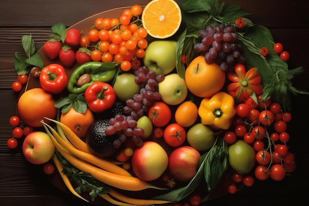 Die Natur erntet Obst und Gemüse in reichlich vorhandener generativer KI