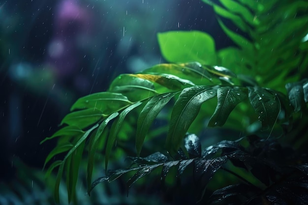 Die Natur hinterlässt einen grünen tropischen Waldhintergrund fotorealistische filmische Beleuchtung Generative KI