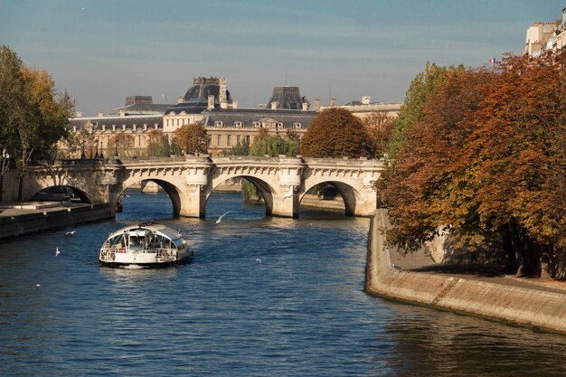 Die neue Brücke Pont Neuf und Seine Paris Frankreich