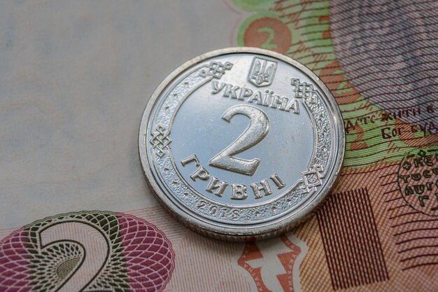 Die neue Münze ist zwei Griwna in der Ukraine