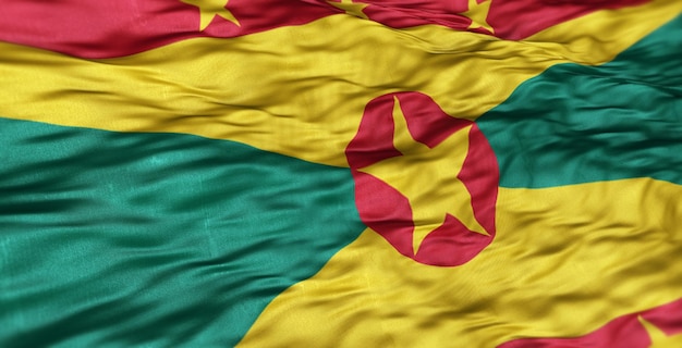 Die nordamerikanische Flagge des Landes Grenada ist gewellt