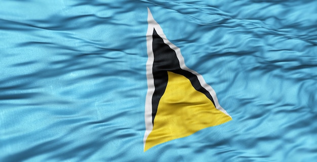 Foto die nordamerikanische flagge des landes st. lucia ist gewellt