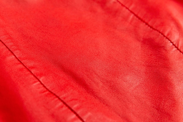 Die Oberfläche einer roten Lederjacke Fashion Style Closeup Platz für Text