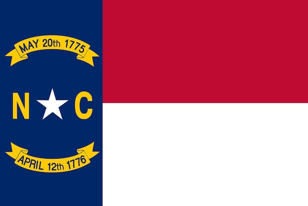 Foto die offizielle aktuelle flagge des us-bundesstaates north carolina. illustration der staatsflagge von north carolina