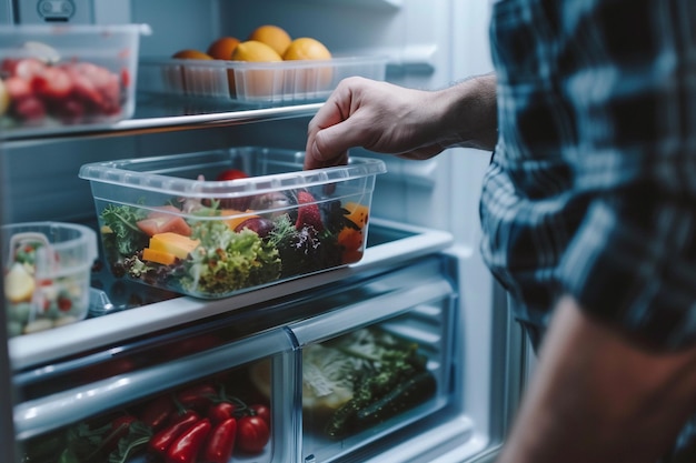 Die Organisation von frischem Gemüse in Kühlschrankbehältern mit künstlicher Intelligenz